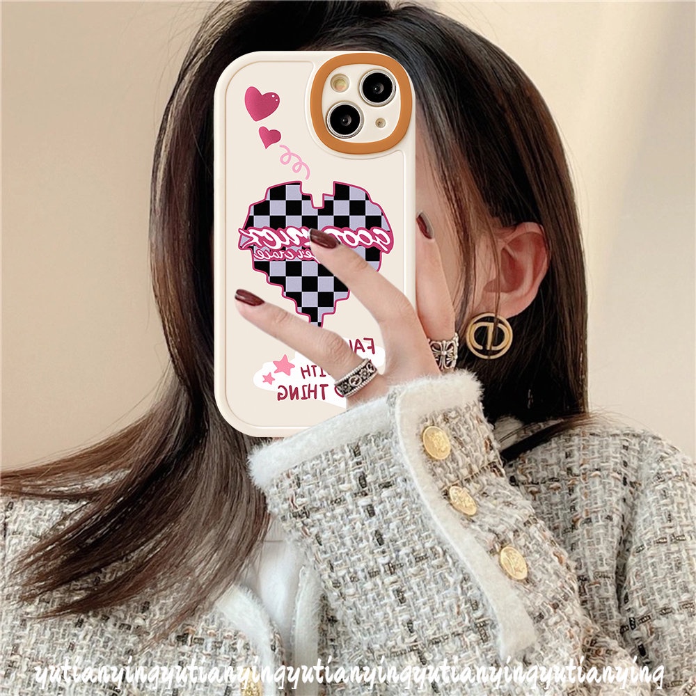 IPHONE Casing Papan Catur Smile Love Hati Lucu Kompatibel Untuk Iphone11 12 14 13 Pro Max7 8 6 6s Plus XR 14plus X XS MAX Se2020Couple Case Soft TPU Back Cover