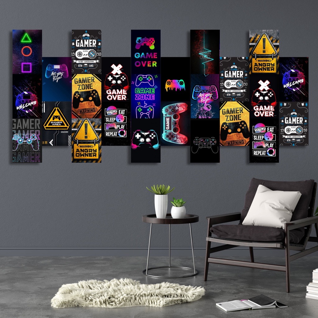 (16Pcs)Poster DInding Kamar Gaming Gamer Aesthetic Vintage Ukuran A6 A5 A4 aesthetic wall collage wa