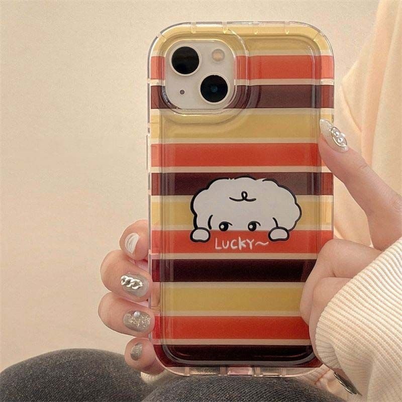 Case Transparan Motif Garis Anjing Keberuntungan Untuk IPhone 12 13 14 11 Pro Max Ytpplp