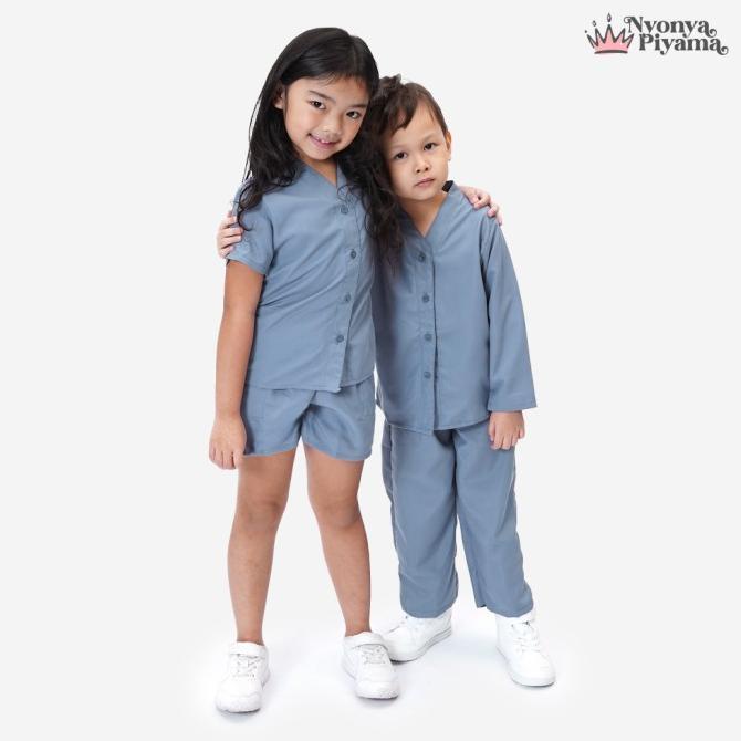 Nyonya Piyama Poly Bamboo Set Piyama Anak (Neptune Cozy)