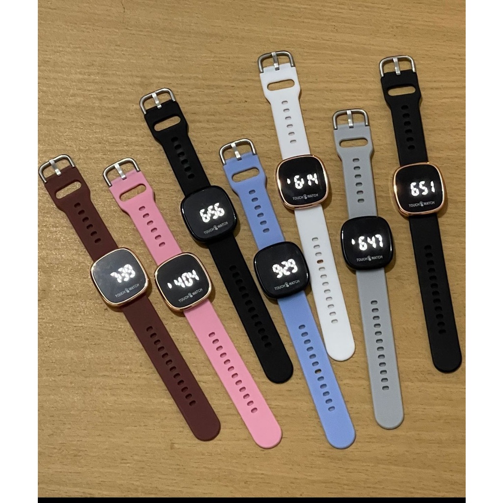 (SS) Jam Tangan Digital Touch Watch Segi Strap Rubber TS-01 SEGI