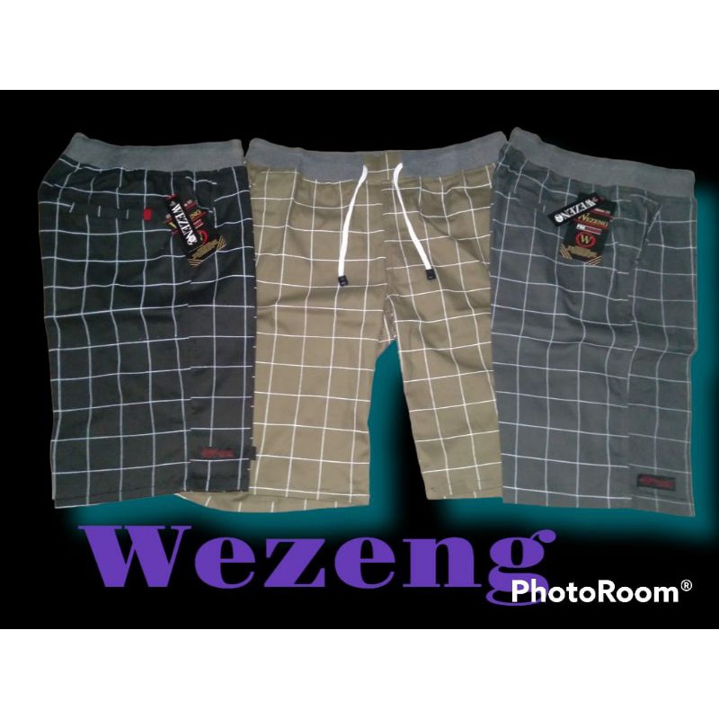 0CELANA PENDEK PRIA TARTAN KOLOR RIP PINGGANG KARET