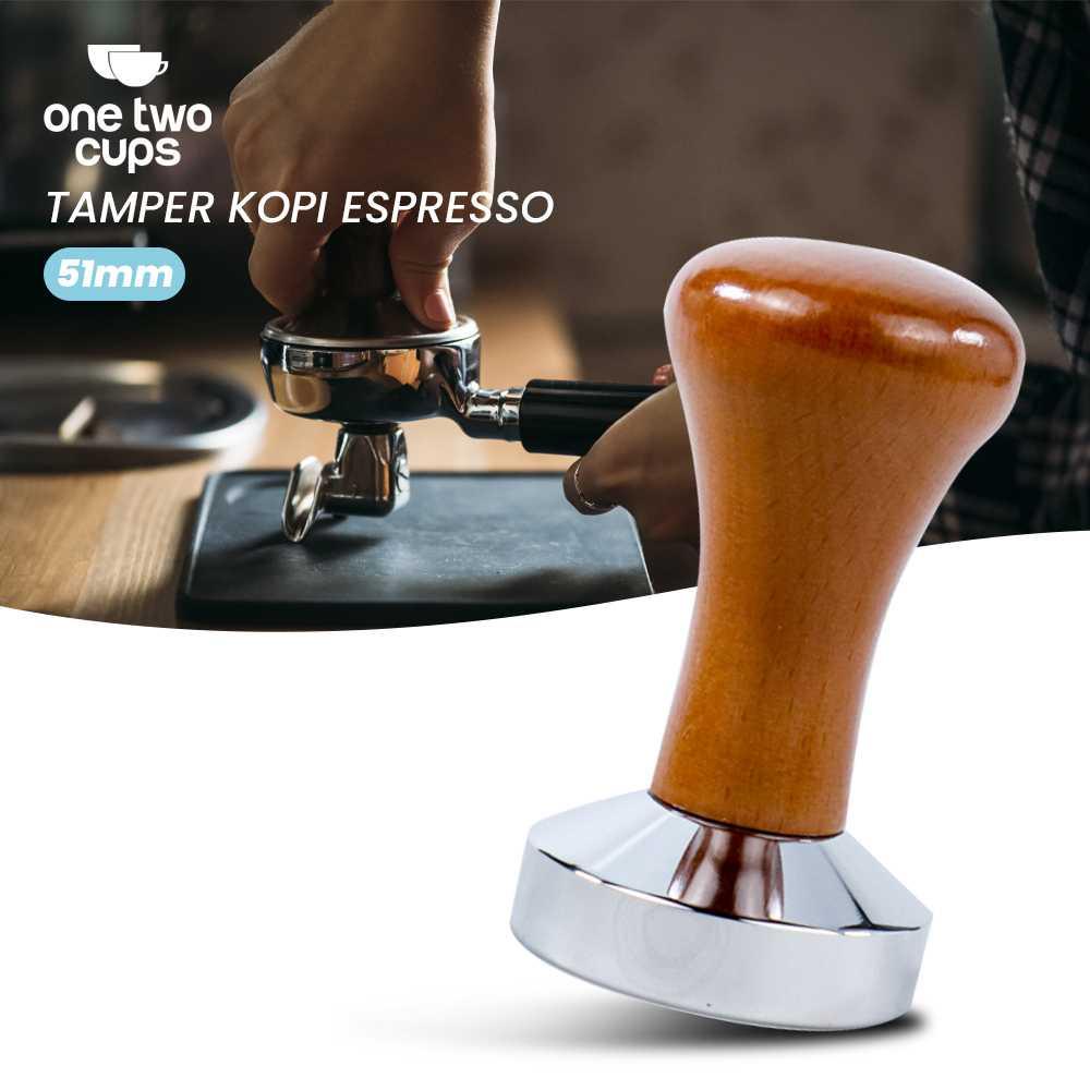 One Two Cups Tamper Kopi Espresso Coffee Press Powder Hammer 51mm - T15