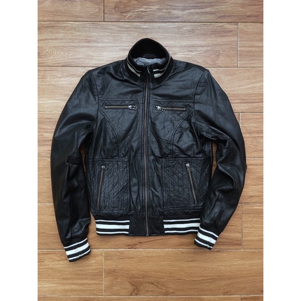 Jaket kulit asli varsity bomber pl bekas preloved second unisex