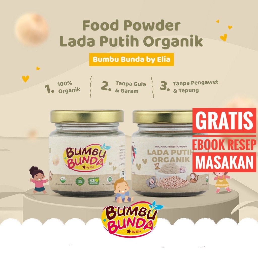 Jual Bumbu Bunda Elia Organic Food Powder Rempah Mpasi Lada Putih