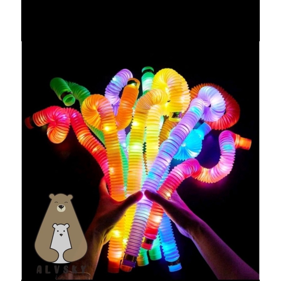 MAINAN ANAK LIGHT UP POP TUBES POP PIPES LAMPU STICK PIPA SELANG FIDGET TOY LED
