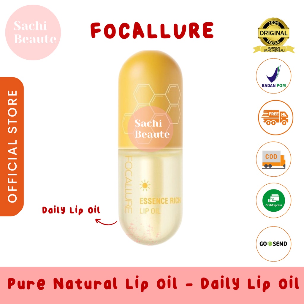 FOCALLURE Pure Natural Lip Oil Soften Moisturized Repaired Multi-uses Waterproof Lip care Memperbaiki Bibir yang Kering