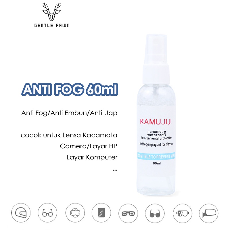 Pembersih Spray Anti Fog/Anti Embun/Anti Uap Multifungsi Lensa Kacamata/Camera/Layar HP/Layar Komputer-60ml
