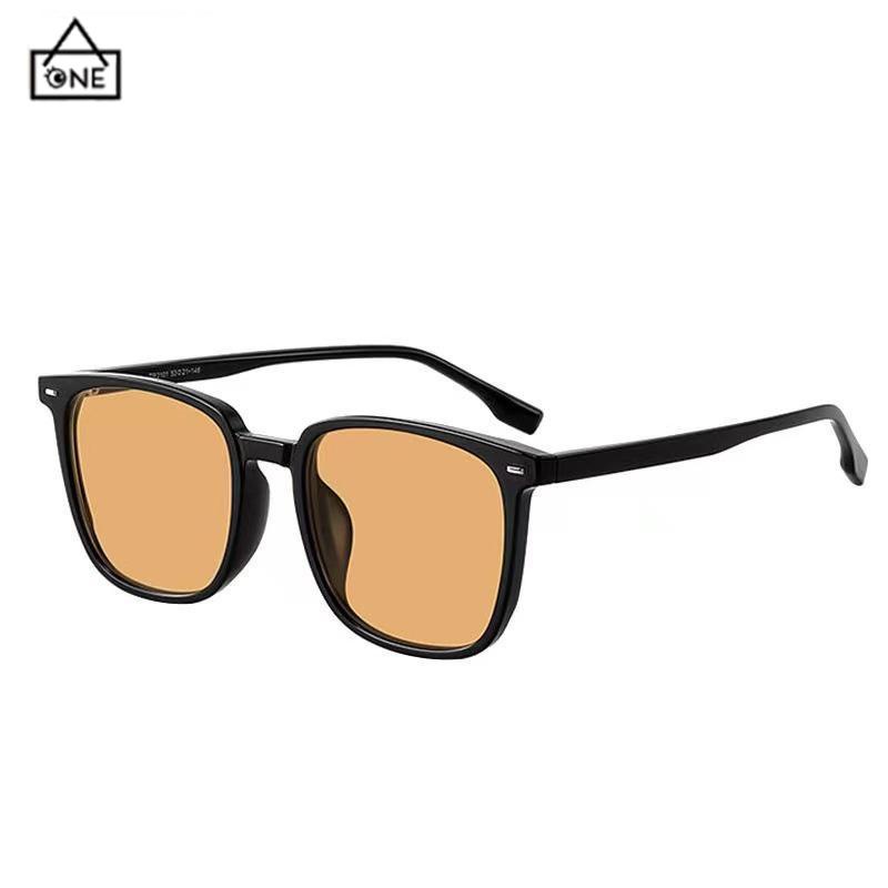 COD❤️Kacamata Hitam Anti Radiasi Kacamata Korea Fashion Retro Bingkai Hitam Sunglasses Untuk Wanita/Pria-A.one