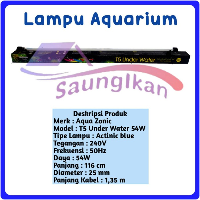 Lampu Celup Tanning ARWANA T5 AQUA ZONIC 54 W 120 Cm Actinic Blue