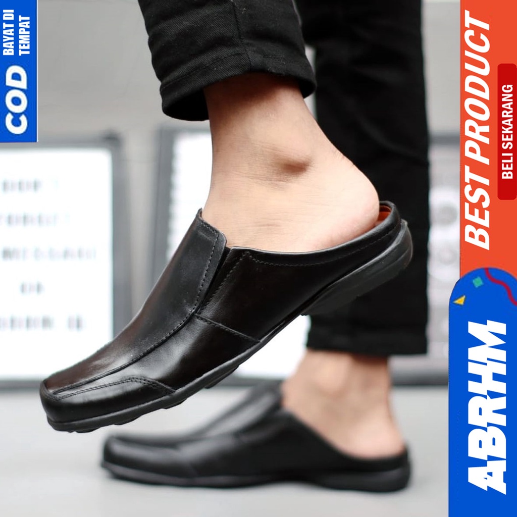 Sepatu Sandal Casual Kulit Asli Bustong Tutong Sendal Slop Pria Original Abrhm Apollo