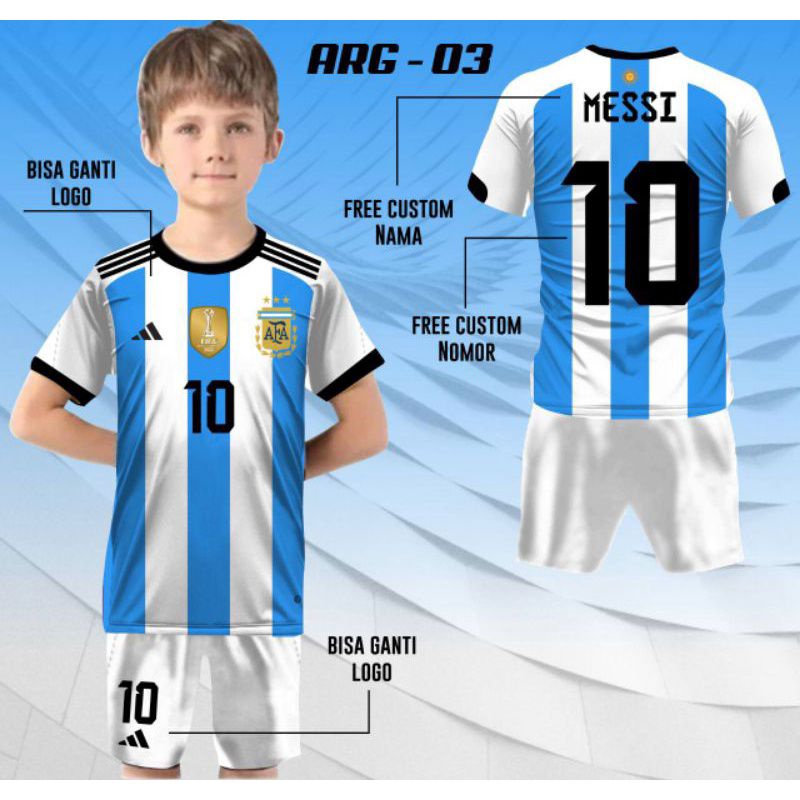 Setelan Jersey ARGENTINA anak piala dunia 2022