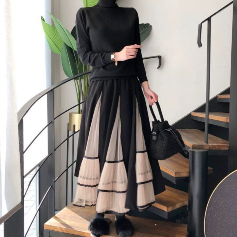 MDLV ~ 4224# Geminina Patchwork Flared Skirt Rok Premium Import