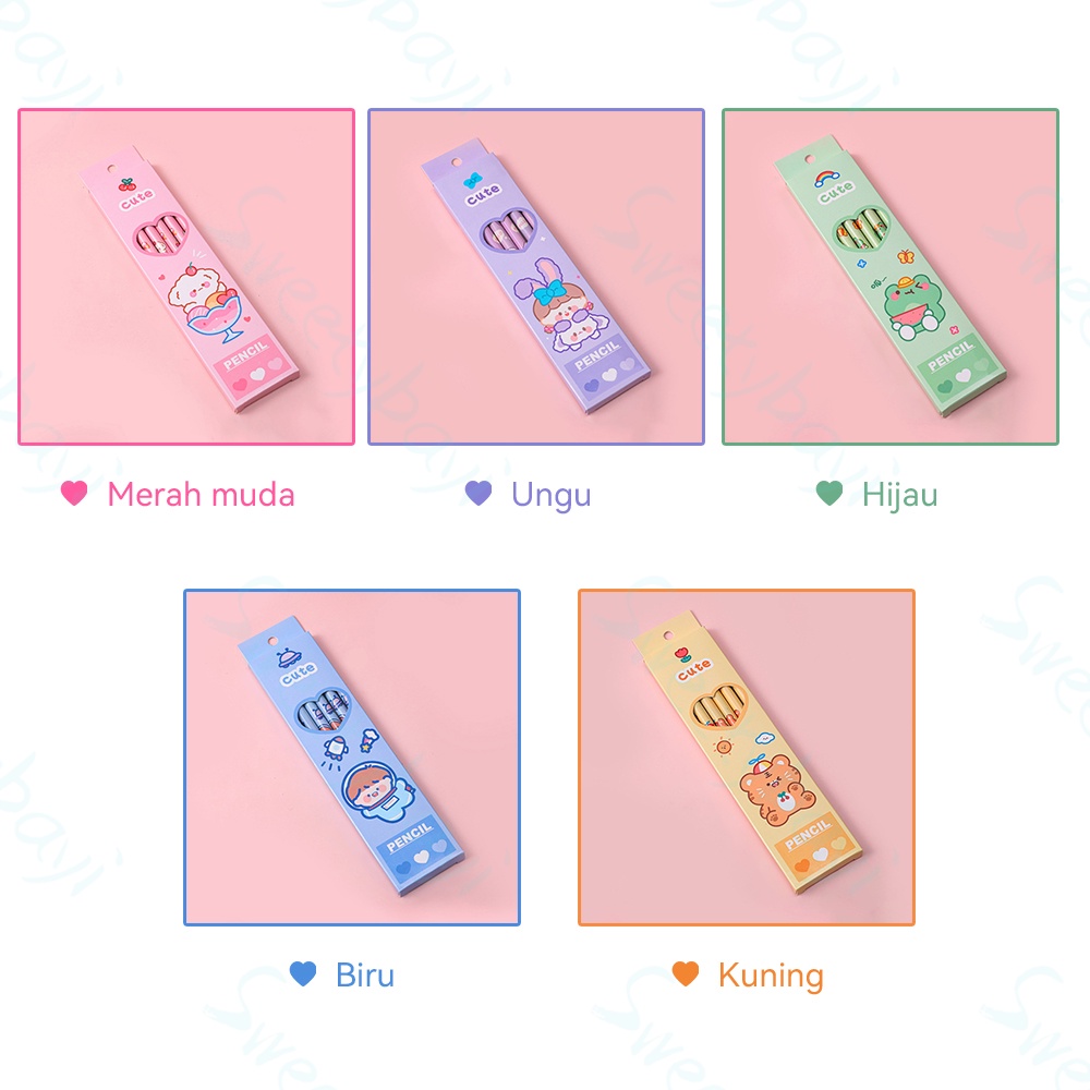 Sweetybayi 6pc Pensil set lucu Pencil tulis Alat tulis sekolah