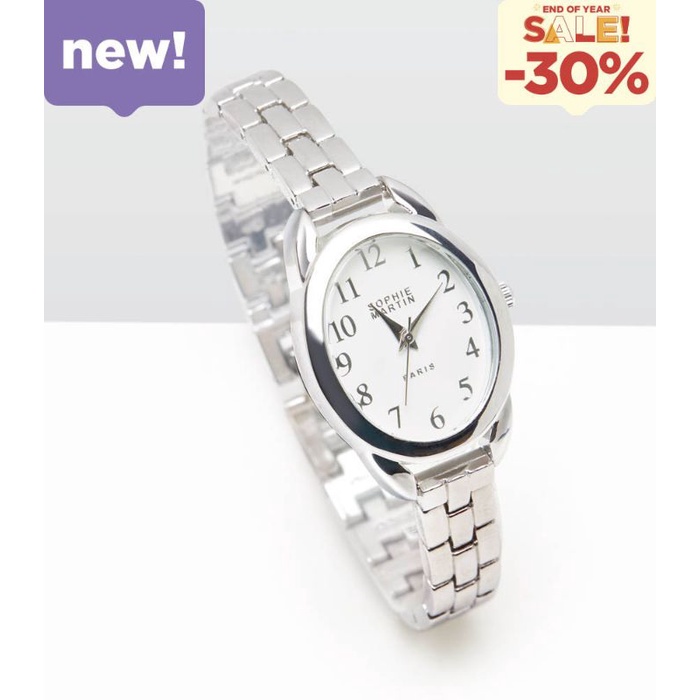 Jam Tangan Wanita Stainless Putih Mewah Murah Dominique Silver Original Sophie Martin Paris Promo Te