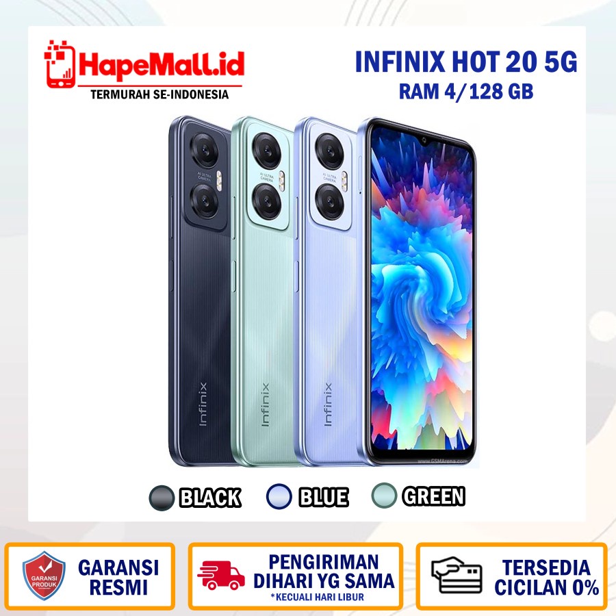 INFINIX HOT 20 5G RAM 4/128 GB GARANSI RESMI INFINIX TERMURAH