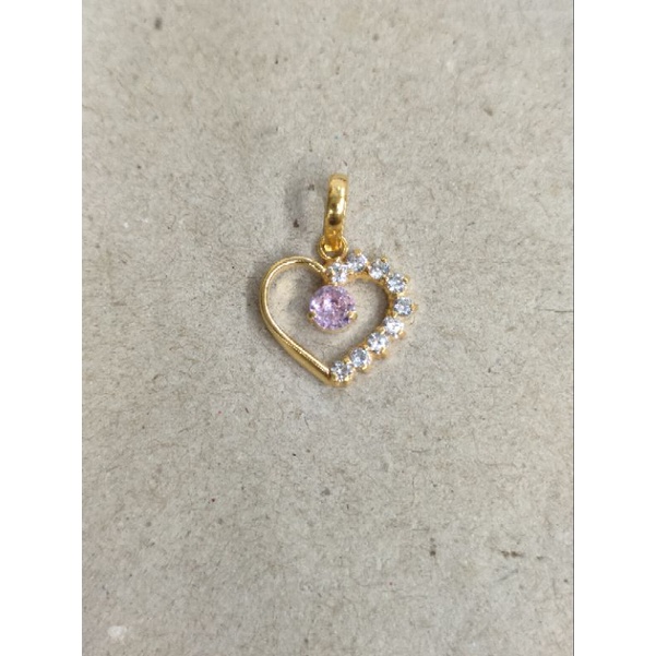 liontin love mata pink tengah 1 gram emas muda