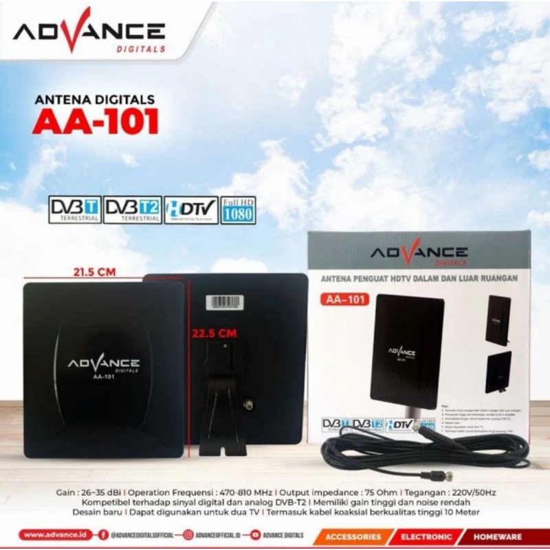 antena tv digital advance AA-101 untuk dalam dan luar ruangan