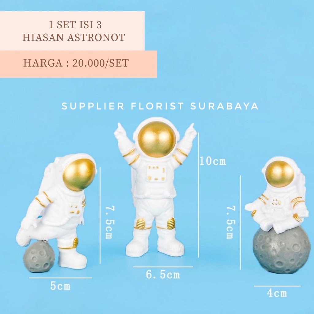 HIASAN KUE TART ASTRONOT 1 SET ISI 3 GOLD SILVER BIRU CAKE DEKORASI KUE ULANG TAHUN