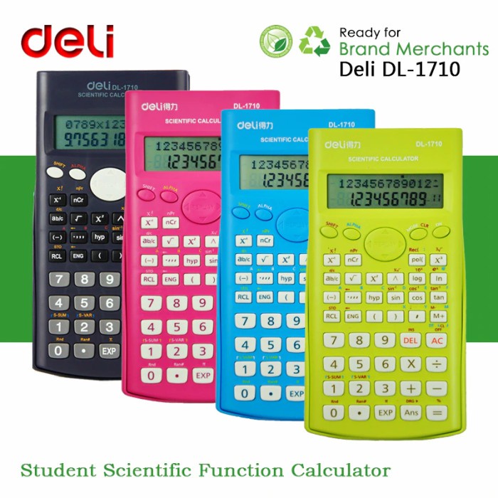 

HEMAT Kalkulator Scientific Matematika Ilmiah Deli 1710 Fungsi 240 Digits 12