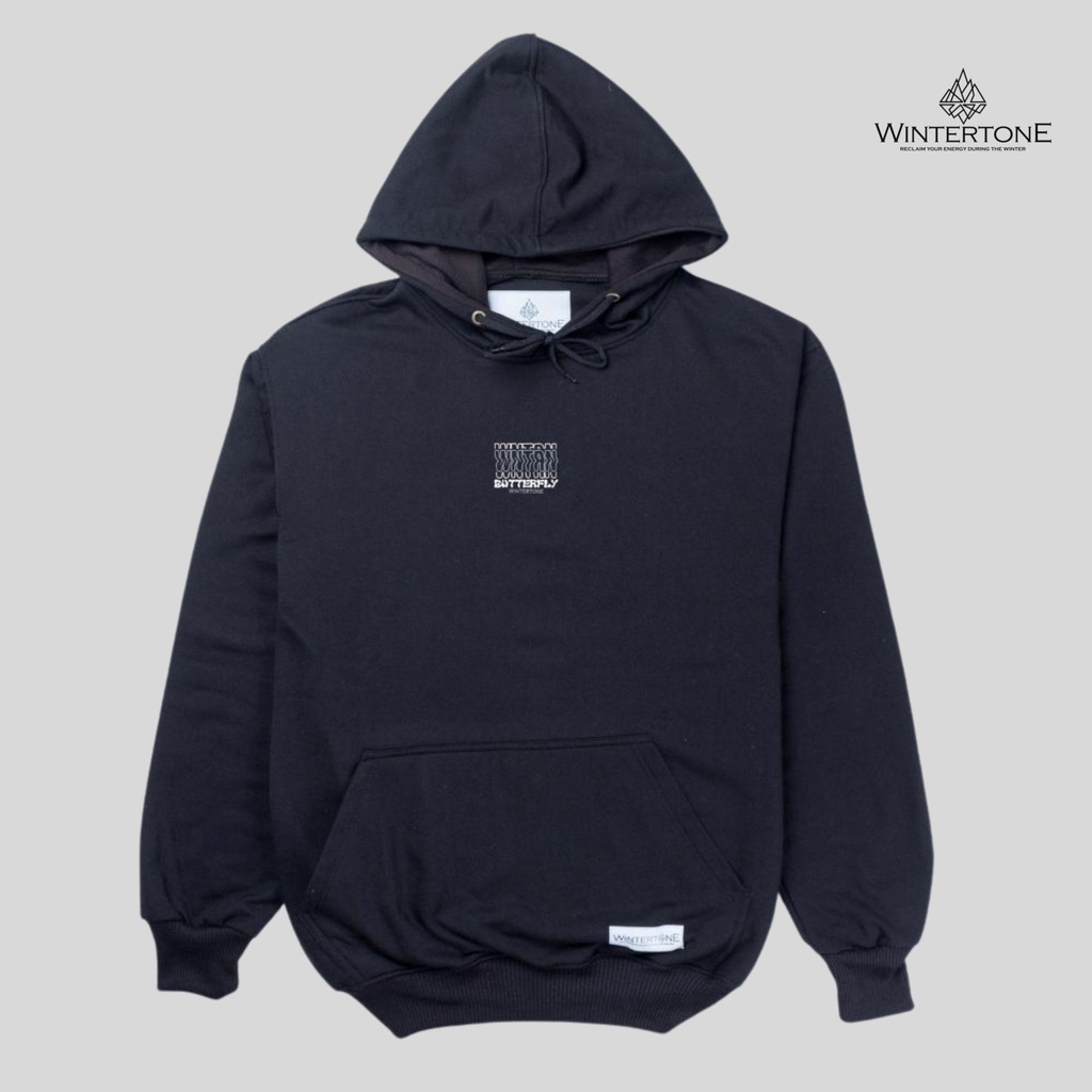 Sweater Hoodie Distro Pria WINTERTONE Hitam Original Brand Lokal Streetwear Series 5 WNTRN Hight Quality Unisex Big Size Jumbo Oversize