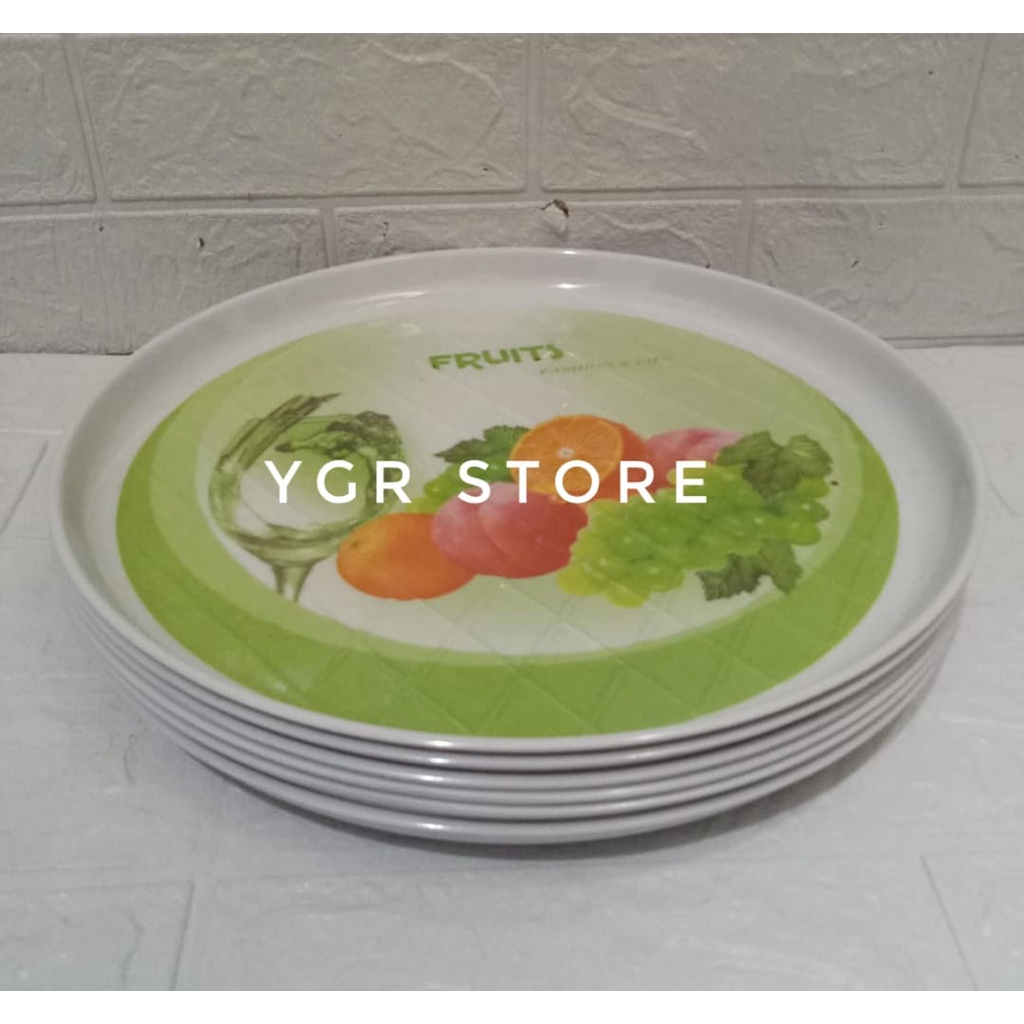 TERBARU 1PCS NAMPAN MELAMIN BULAT/ NEMPAN PENYAJI/ UKURAN; 33CM/ MOTIF RANDOM/ TERMURAH