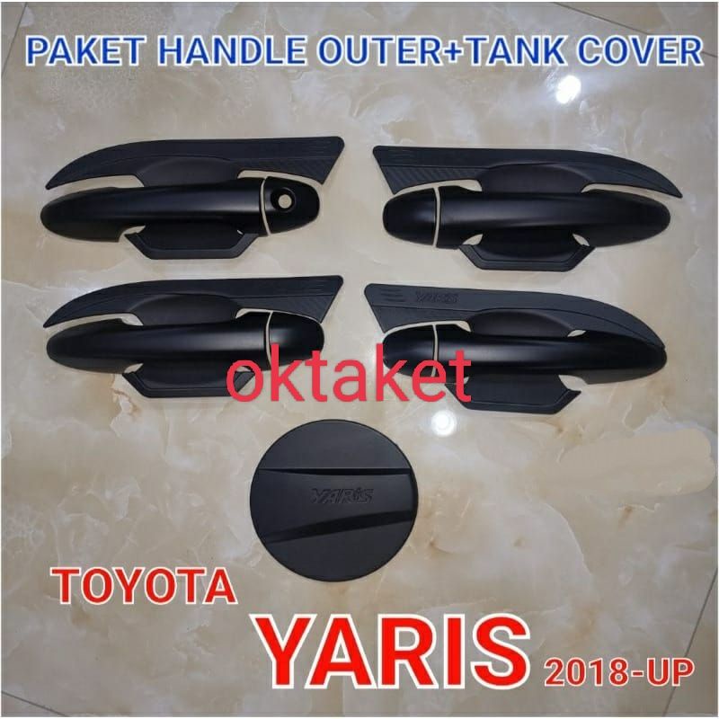 paket outer handle tank cover New Yaris 2018 2020 2022 2023 elegant hitam &amp; chrome