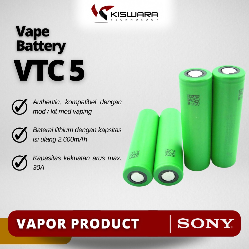 Battery SONY VTC5 18650 30A 2600mAh [Authentic] KiswaraBandung