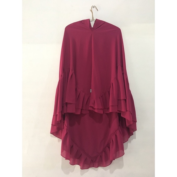 Jilbab Hijab Khimar Syari 2 Layer - Magenta