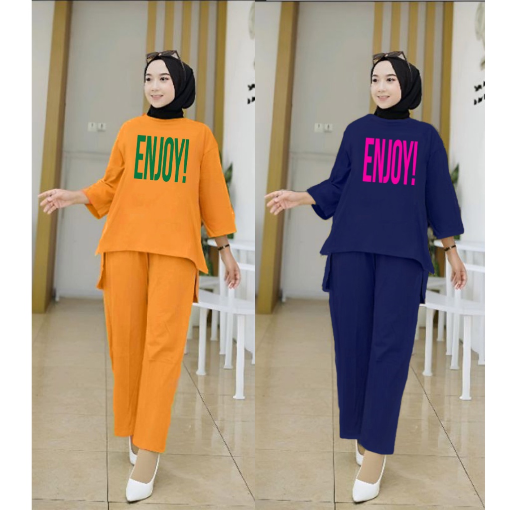 Setelan Tunik Muslim ENJOY!/ Blouse Wanita