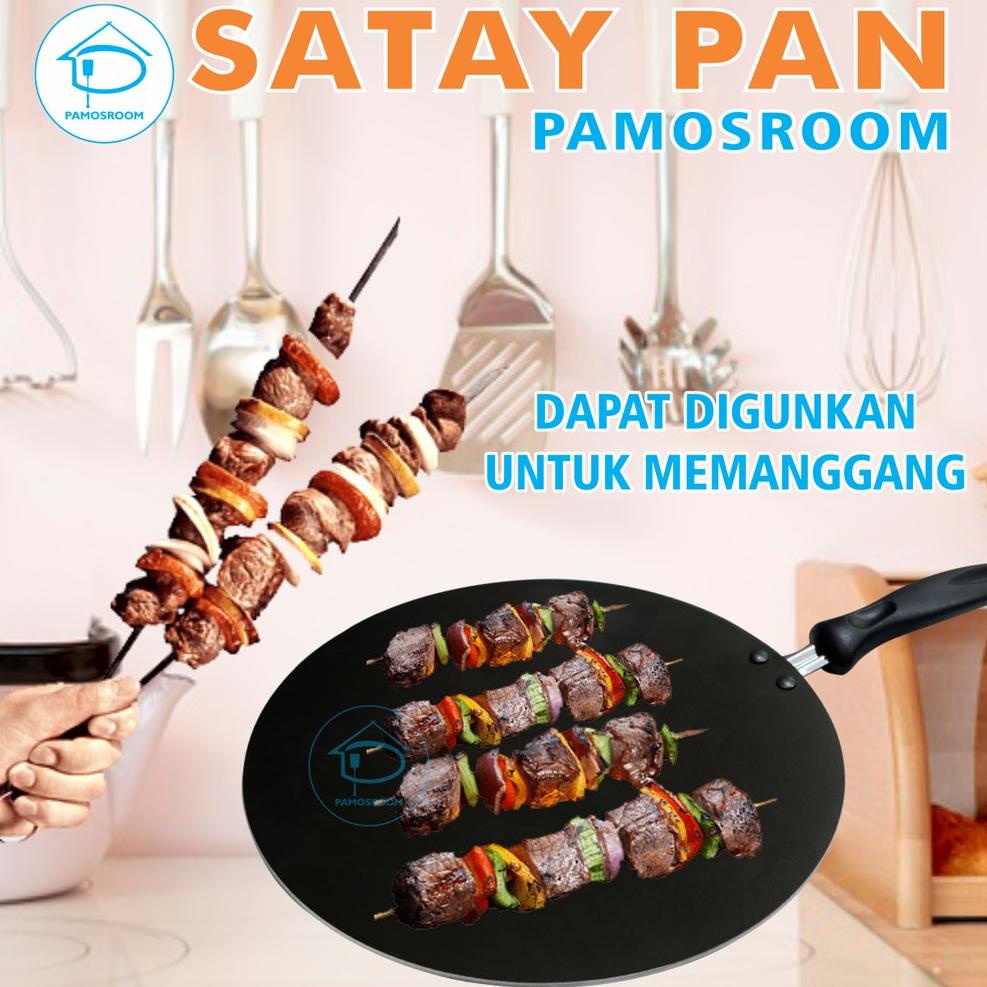 BARU ㋿ Pamosroom Satay Pan 28Cm Teflon Kebab Wajan Crepes Panggangan Roti Gas Maxim Maspion ⌘