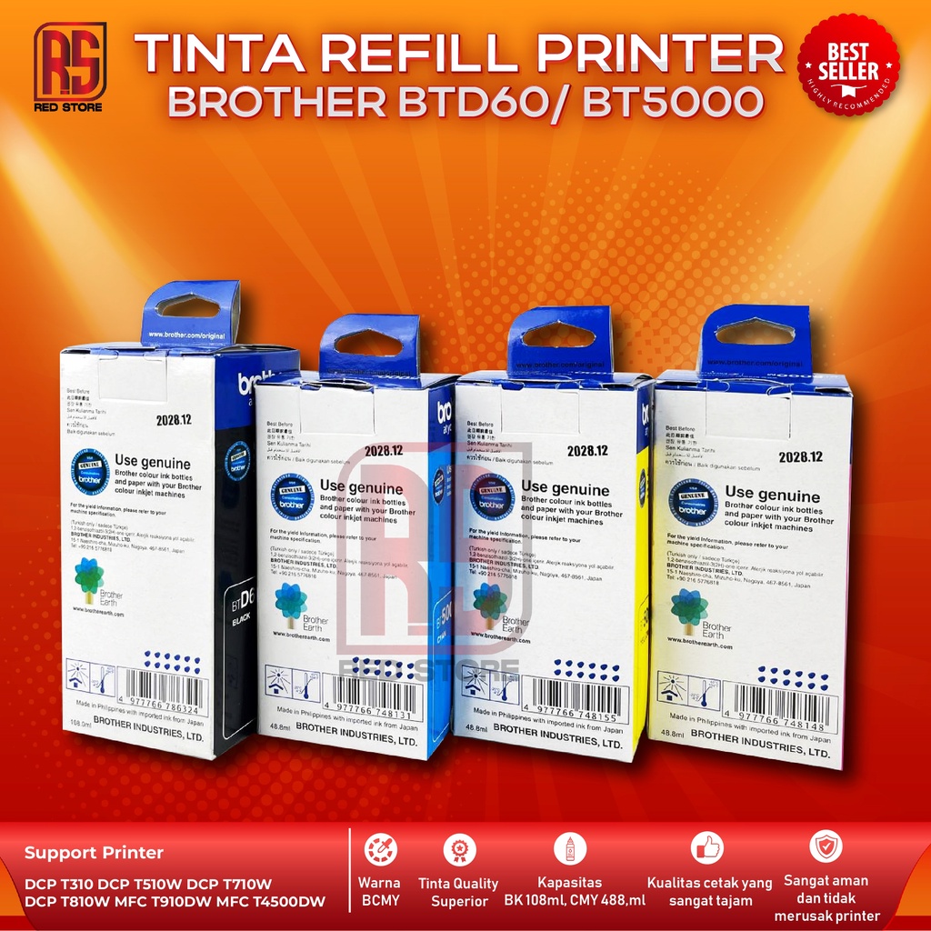Tinta Brother BTD60 BT5000 For Printer DCP T310 T510W T710W T810W