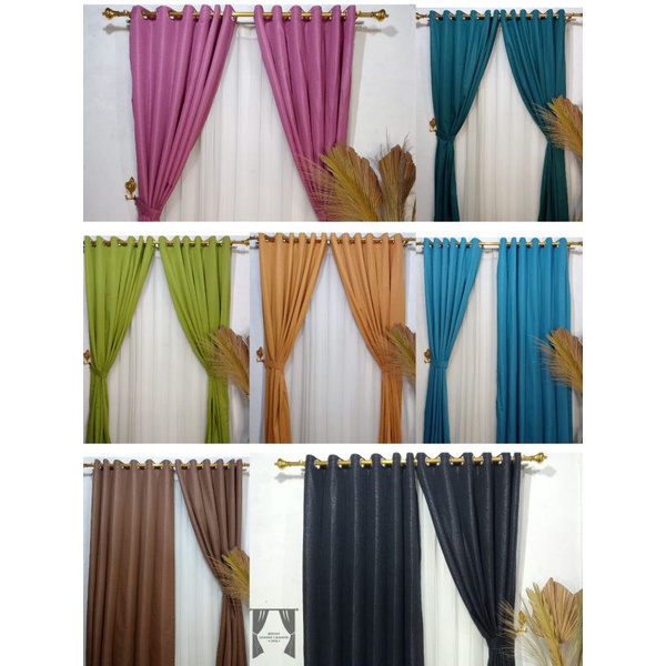 Gorden Hitam Biru Tosca Pink Grade B Batik Embos Gorden Cantik Smokring free steam uap siap