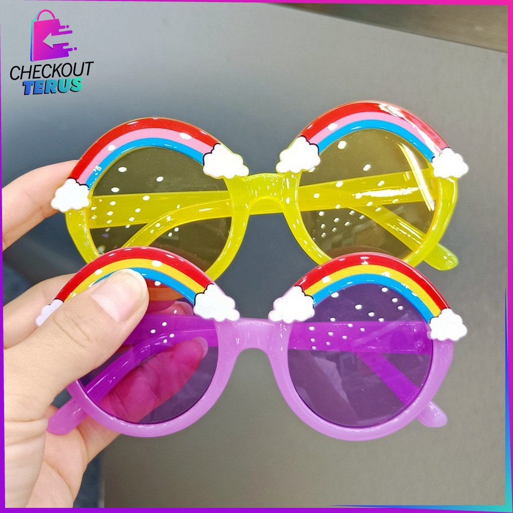 CT C674 Kacamata Hitam Anak Pelangi Unisex Fashion Kaca Mata Warna Kids Sunglasses Rainbow Import