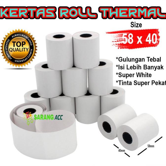 

58 X 40 MM KERTAS STRUCK PRINTER THERMAL TEBAL 58X40MM SATUAN