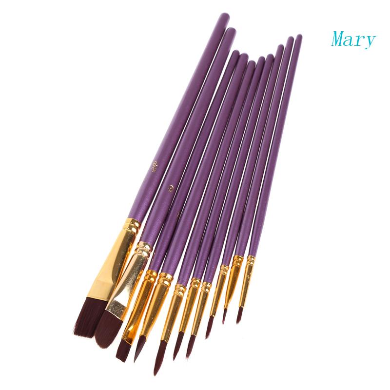 Kuas Cat Air Mary Set 10pcs Gadget Kreasi Pemula Profesional
