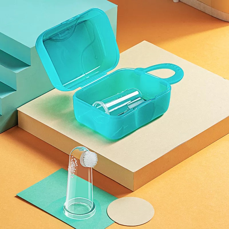 GOOGOO Sikat Gigi Jari Bayi Silikon / Finger Toothbrush with Case / Pembersih Mulut Bayi dengan Jari Ibu