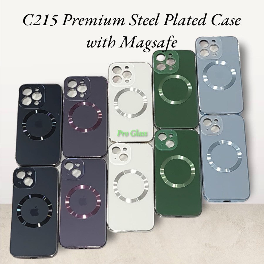 C215 IPhone 11 11 PRO 11 PRO MAX 12 12 PRO 12 PRO MAX 13 13 PRO 13 PRO MAX 14 14 PRO 14 PRO MAX Steel Plated Magsafe Premium Case