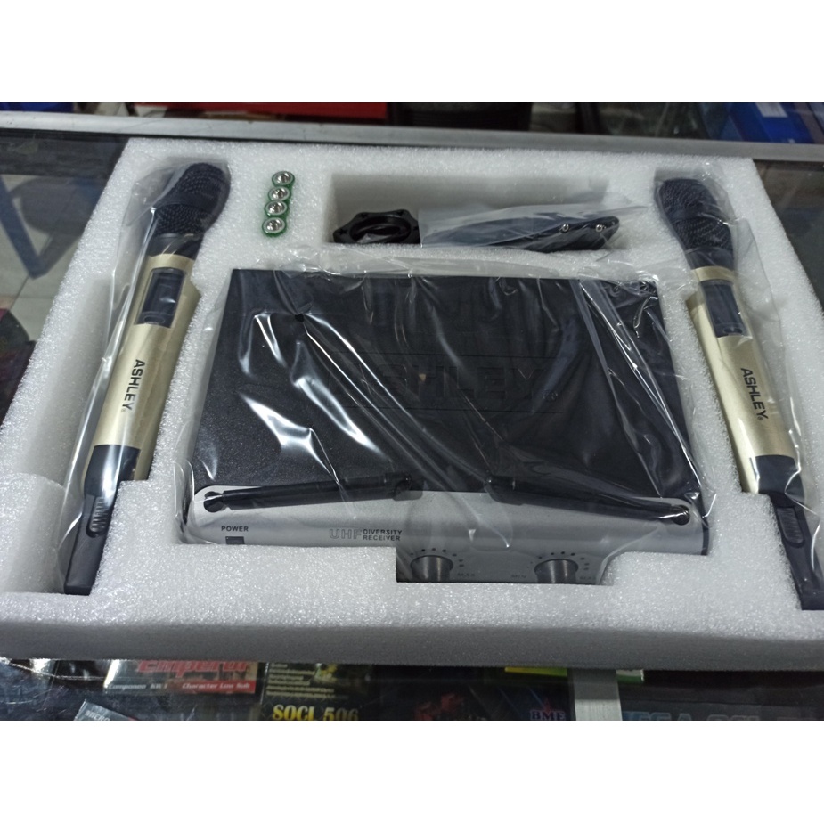 Mic wireless UHF 2 MIC BERKUALITAS PREMIUM ASHLEY VOICE1 ORIGINAL