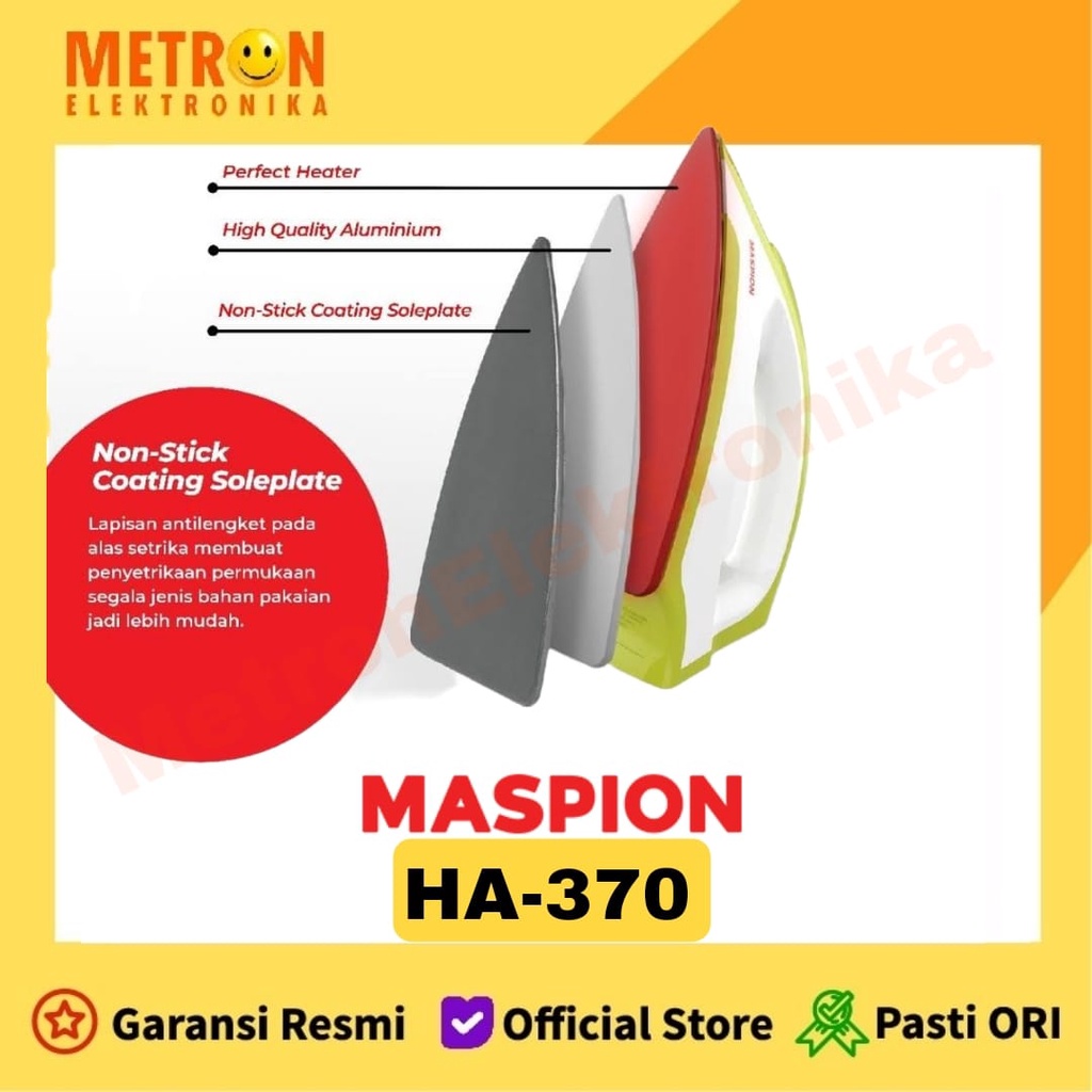 MASPION HA 370 IRON / SETRIKA / GOSOKAN / HA370