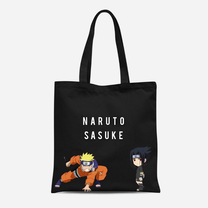 TOTE BAG KANVAS RESLETING PRIA WANITA/ TAS KEKINIAN PRIA WANITA TERMURAH NARUTO AND SASUKE KEREN SEMI KANVAS TERMURAH