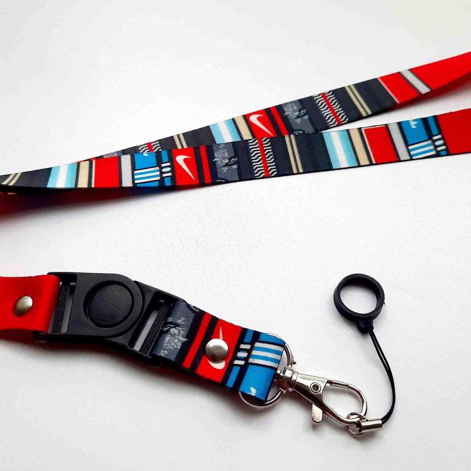 

(M>4Q❤) Lanyard printing NIKE Gantungan ID card plus karet 13mm amanah