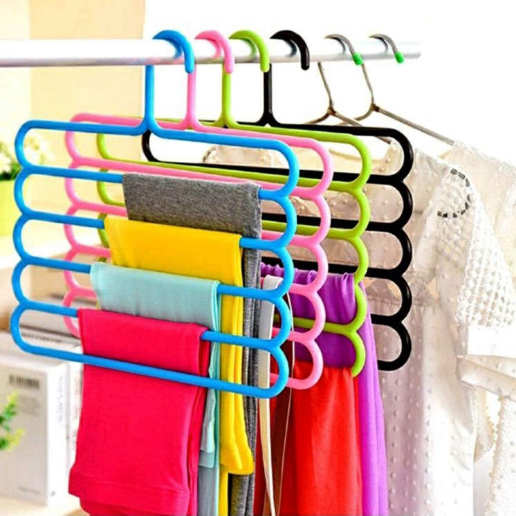 Hanger 5 Susun Multifungsi Hanger Tingkat Portable Hanger Hijab Pakain Dll