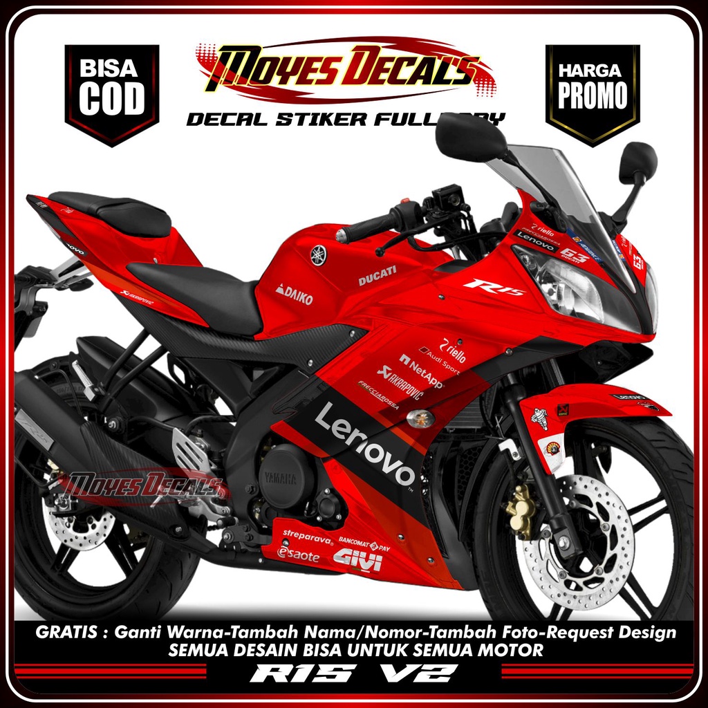 Decal Sticker Yamaha R15 V2 OLD LAMA Full Body - Stiker Yamaha R15 V2 Old Lama - Decal Motor R15 V2 