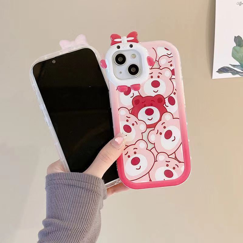 Case Beruang Strawberry Kartun Samsung A04S A13 A03 A03 A03S A23 A22 M22 M32 A21S A12 A02S A11 A51 A30 A50 A52 A20S A10S M12 A32 4G Monster Kecil Case