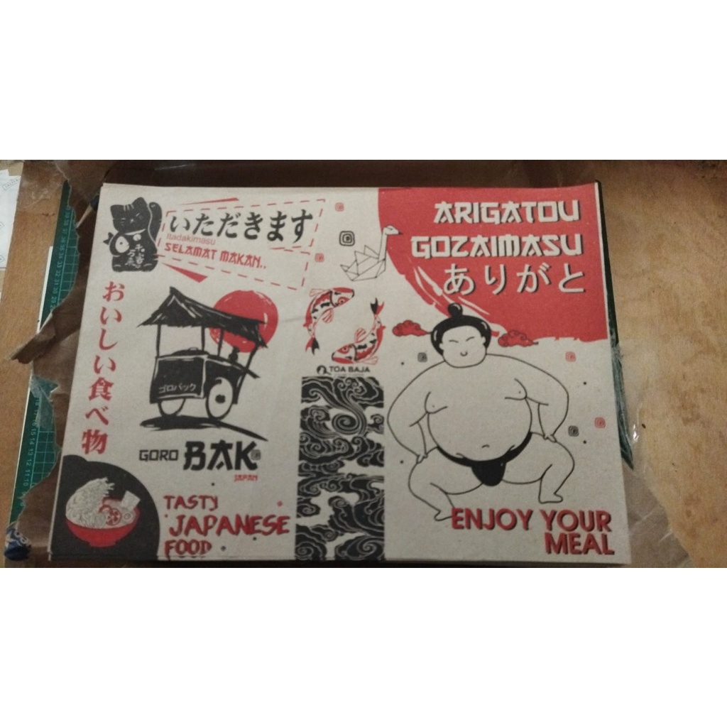 Custom cetak kertas bungkus nasi padang, campur, goreng kraft coklat laminasi 2 warna
