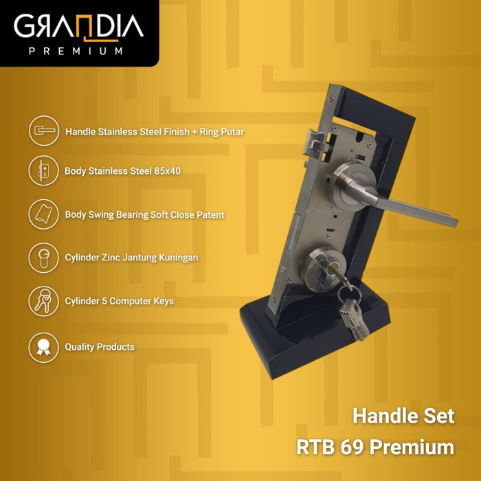 Gagang Kunci Pintu Misah Stainless / Rosette / Gagang Pintu Misah Set