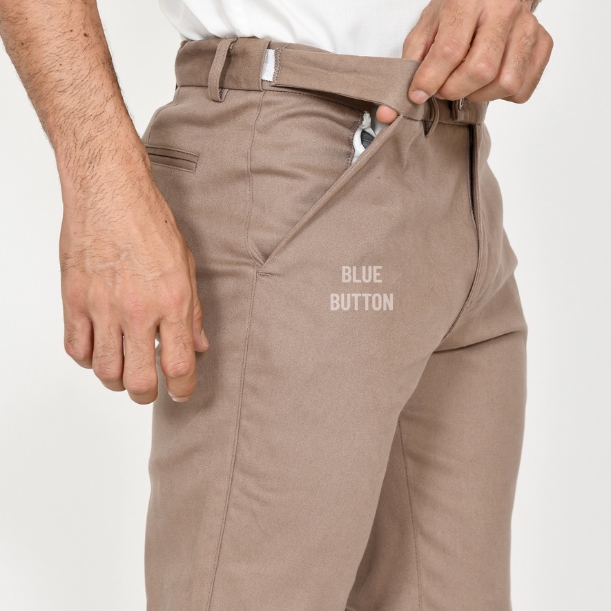 BlueButton Celana Chino Ankle Pants Slim Fit Cream