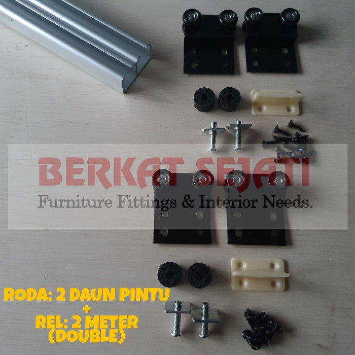 REL + RODA PINTU LEMARI GANTUNG / PARTISI KAMAR SLEDING SLIDING B 004