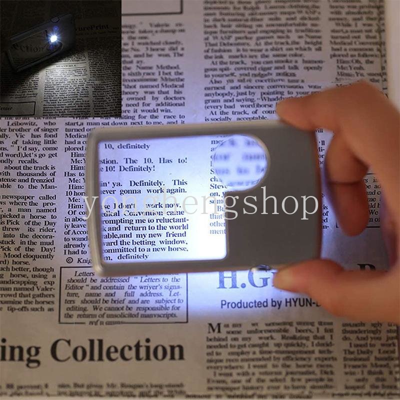 3x 6X Mini Card Type LED Magnifier Untuk Lansia Loupe Genggam Dengan Kulit Case Kaca Pembesar Baca Portabel Ultra-Tipis Dengan Lampu LED